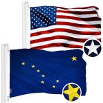 G128 Combo Pack: USA American Flag 3x5 Ft Embroidered Stars & Alaska State Flag 3x5 Ft Embroidered