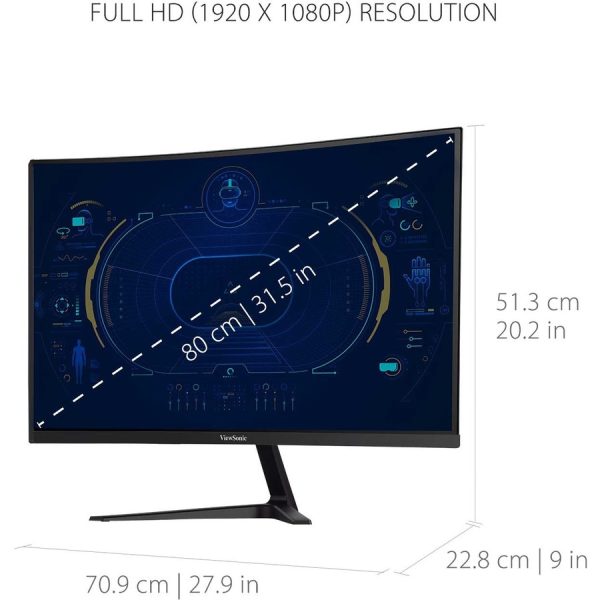 ViewSonic VX3218-PC-MHD 32 Inch Curved 1080p 1ms 180Hz Gaming Monitor with FreeSync Premium, Eye Care, HDMI and Display Port - Image 11