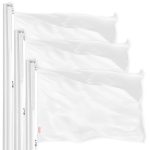 G128 3 Pack: Solid White Color Flag | 2x3 Ft | LiteWeave Pro Series Printed 150D Polyester | Indoor/Outdoor, Vibrant Colors, Brass Grommets, Thicker and More Durable Than 100D 75D Polyester