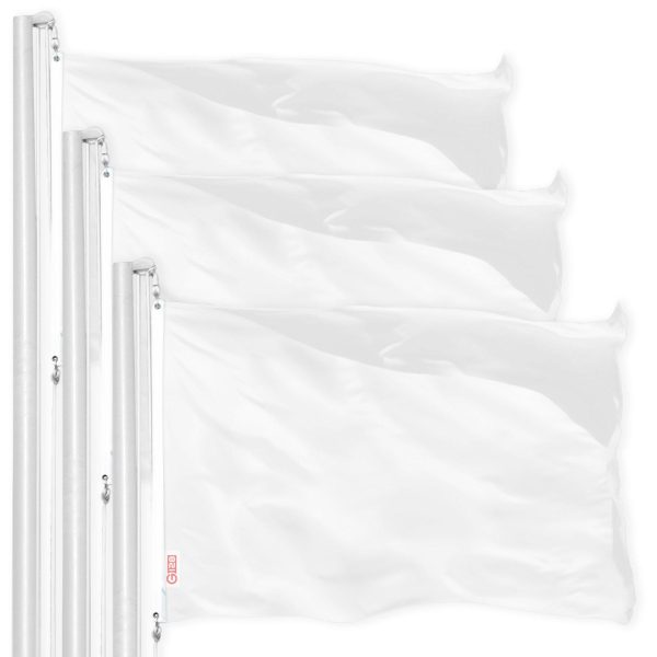 G128 3 Pack: Solid White Color Flag | 2x3 Ft | LiteWeave Pro Series Printed 150D Polyester | Indoor/Outdoor, Vibrant Colors, Brass Grommets, Thicker and More Durable Than 100D 75D Polyester
