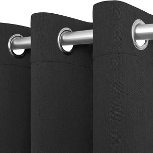 Blackout Curtains for Bedroom Pack of 2 Window Hanging Panels 63 inch Long Blind Off Grommet Curtains Thick Black Out Window Screen No Light Drapes (52 x 63 inch Black)