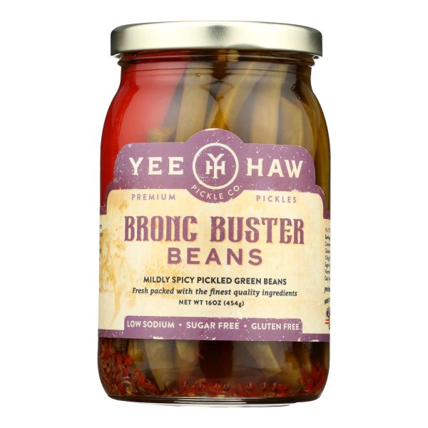 Yee-Haw Pickle Company Mildly Spicy Pickled Green Beans - Case of 6 - 16 OZ - Image 2