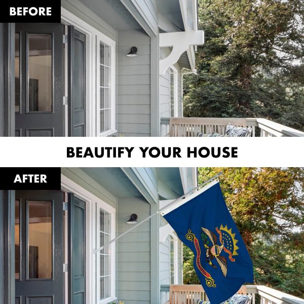 G128 Combo Pack: 6 Feet Tangle Free Spinning Flagpole (Silver) North Dakota ND State Flag 3x5 ft Printed 150D Brass Grommets (Flag Included) Aluminum Flag Pole - Image 3