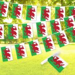 G128 Wales Welsh Bunting Banner | Flag 8.2 x 5.5 Inch, Full String 33 Feet | Printed 150D Polyester, Decorations For Bar, School, Festival Events Celebration