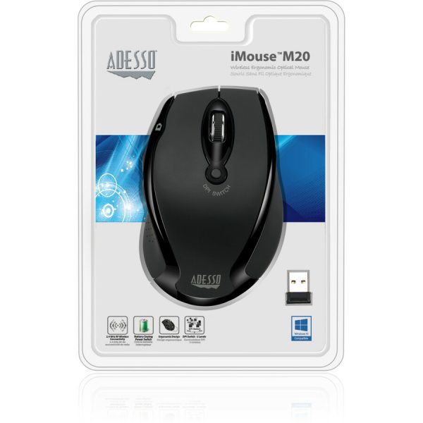 Adesso iMouse M20B - Wireless Ergonomic Optical Mouse - Image 9