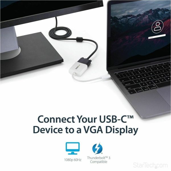 StarTech.com USB-C to VGA Adapter - White - Thunderbolt 3 Compatible - USB C Adapter - USB Type C to VGA Dongle Converter - Image 2