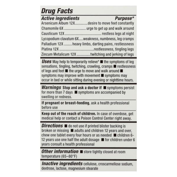 NatraBio Restless Legs - 60 Tablets - Image 2