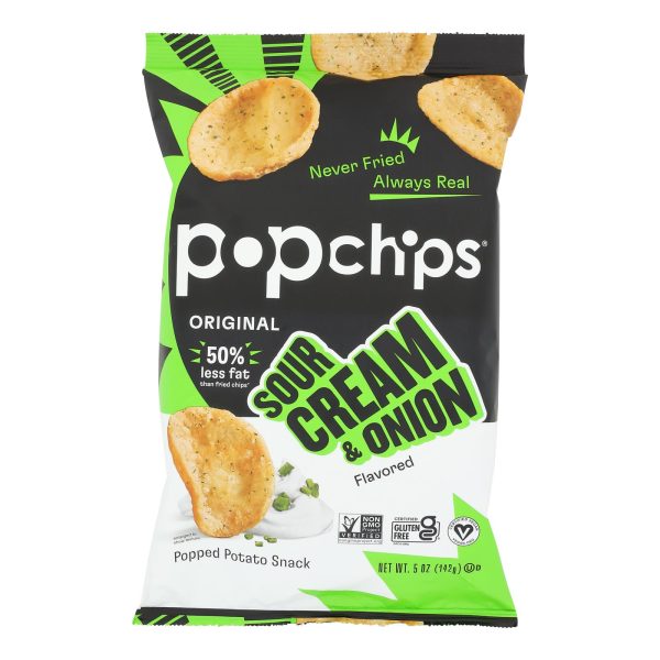 Popchips Potato Chip - Sour Cream - Onion - Case of 12 - 5 oz - Image 2