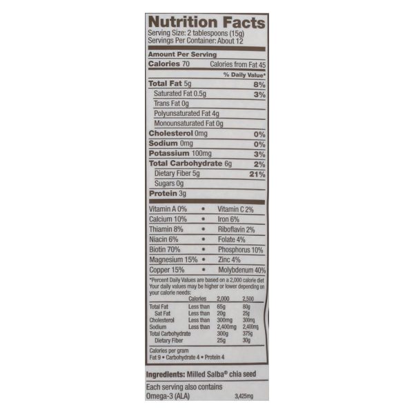 Salba Smart Premium Ground Salba Chia Seeds - 6.4 oz - Case of 6