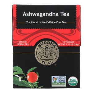Buddha Teas - Organic Tea - Ashwaghanda - Case of 6 - 18 Count