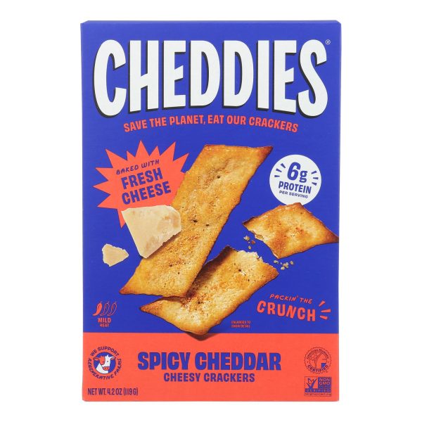 Cheddies - Cracker Spicy Cheddar - Case of 6 - 4.2 Ounces
