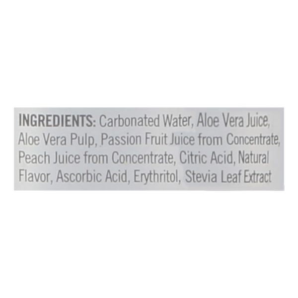 Aloe - Drink Sparkling Passionfruit Peach - Case of 12 - 11.2 Fluid Ounces