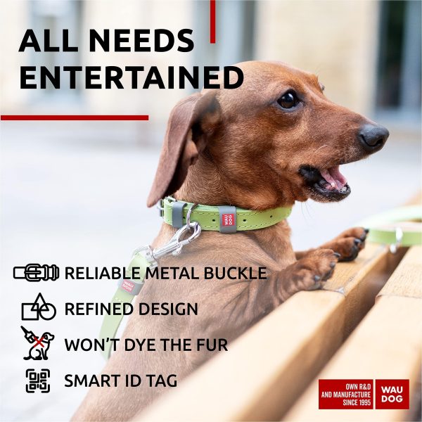 WAUDOG Long Lasting Leather Dog Collar for Large Dogs Medium & Small Dogs   Adjustable Classic Puppy Collars for Large Breed Dogs   Boy & Girl Dog Collars with Durable Buckle D Ring & QR Dog Tag - Image 5