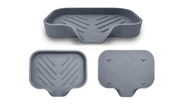 1 pcs Grey Silicone Soap Tray   Self Draining Soap Dish   Soap Holder Self Draining   Soap Dish for Bar Soap   Soap Dishes That Drain   Soap Dish for Sink   Organizer for Bathroom end Kitchen. - Image 2