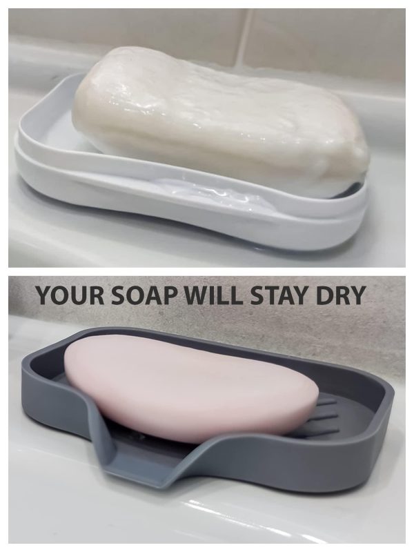 1 pcs Grey Silicone Soap Tray   Self Draining Soap Dish   Soap Holder Self Draining   Soap Dish for Bar Soap   Soap Dishes That Drain   Soap Dish for Sink   Organizer for Bathroom end Kitchen. - Image 6