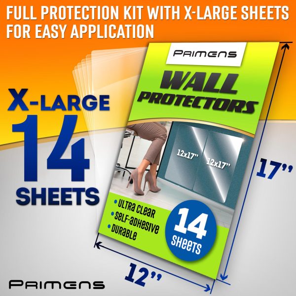 Wall Protector Sheets for Painted Wall. Clear Plastic Adhesive Film Stickers for Kitchen & Office from Oil Backsplash Trash Chair Back Furniture Scuff. Door Guards Shield Dog Contact Paper 14pcs - Image 5