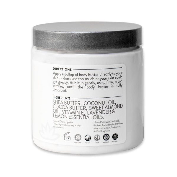 Organic Whipped Body Butter  Lemon Cream Vegan 24 Hr Hydration Less Stretch Marks All Skin Types Child Safe Organic 8 oz - Image 3