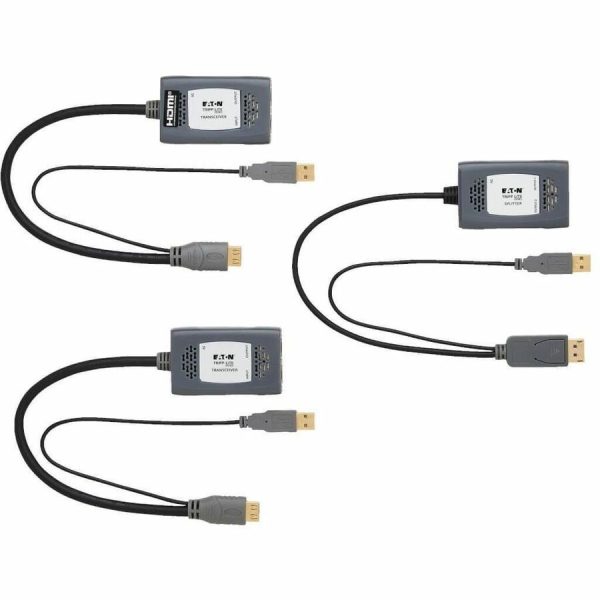 Eaton Tripp Lite Series 2-Port DisplayPort to HDMI over Cat6 Extender Kit, Pigtail Transmitter/2x Receivers, 4K 60 Hz, HDR, 4:4:4, 230 ft. (70.1 m), TAA - Image 3