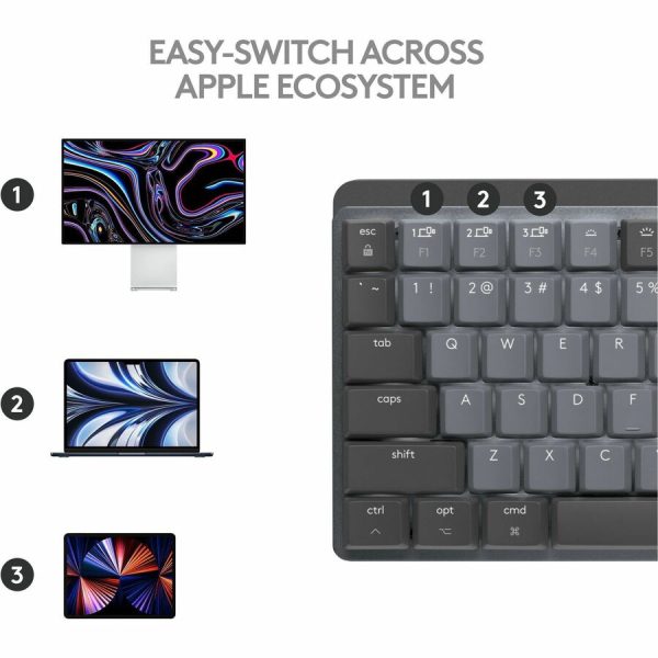 Logitech MX Mechanical Mini for Mac Wireless Illuminated Keyboard, Low-Profile Switches, Tactile Quiet Keys, Space Gray - Image 2