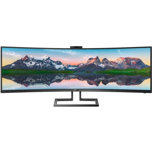 Philips Brilliance 499P9H 49" Class Webcam Dual Quad HD (DQHD) Curved Screen LCD Monitor - 32:9 - Textured Black - Image 3
