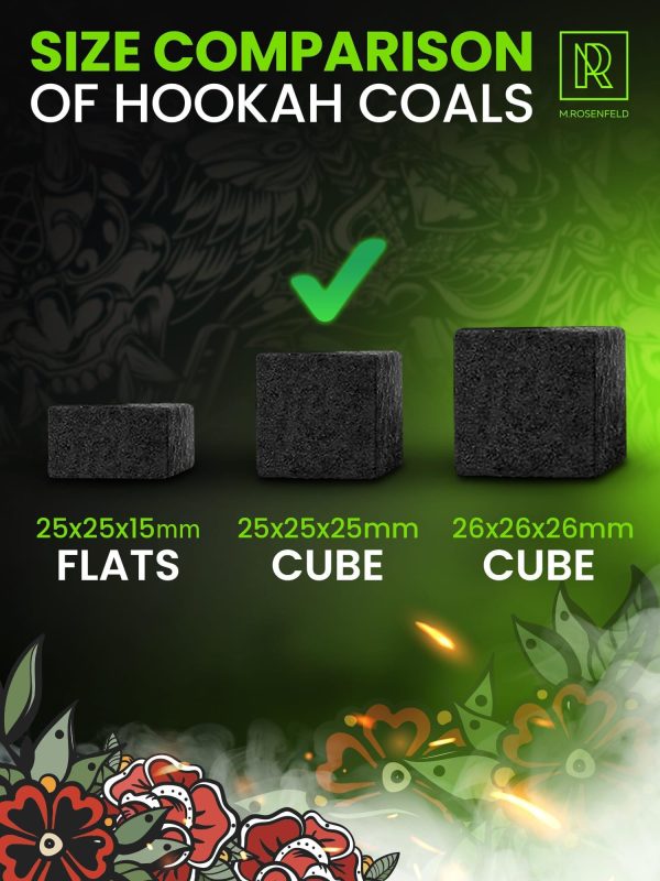 Hookah Charcoal Hookah Coals for Hookah Coconut – 20 Count & 10 oz – Premium Quality 25mm (1x1x1 in) – 100% Natural Coconut Charcoal Hookah Cubes – NOT Quick Light Shisha Charcoal - Image 5