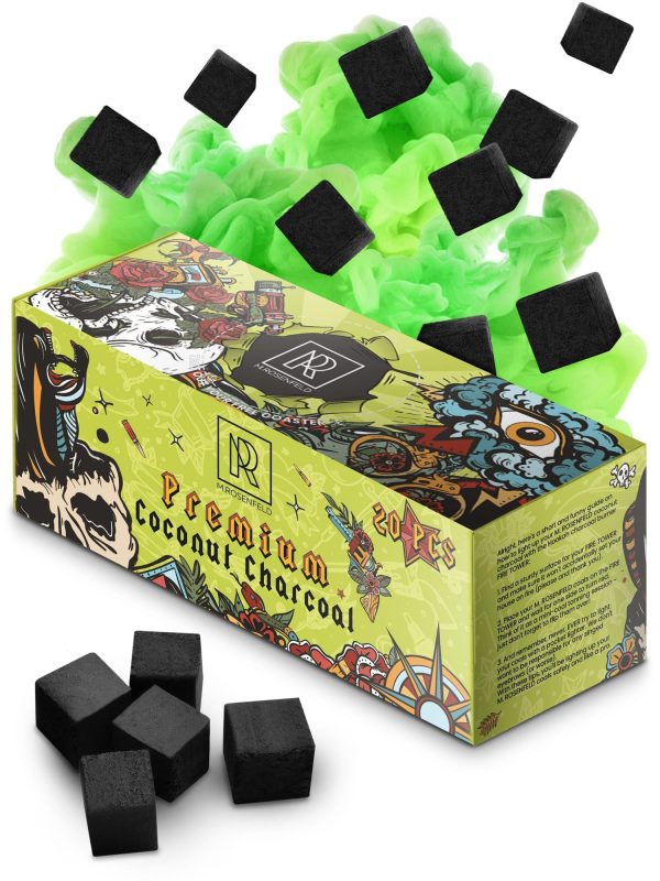 Hookah Charcoal Hookah Coals for Hookah Coconut – 20 Count & 10 oz – Premium Quality 25mm (1x1x1 in) – 100% Natural Coconut Charcoal Hookah Cubes – NOT Quick Light Shisha Charcoal - Image 8