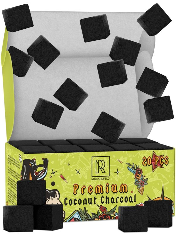 Hookah Charcoal Hookah Coals for Hookah Coconut – 20 Count & 10 oz – Premium Quality 25mm (1x1x1 in) – 100% Natural Coconut Charcoal Hookah Cubes – NOT Quick Light Shisha Charcoal - Image 9