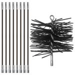 Chromex CXT1-1106 24-Ft. Chimney Cleaning Kit with Eight 3-Ft. Fiberglass Rods Kit, 6-In. Premium Poly Brush, and 1/4-In. NPT Fittings