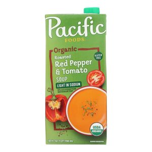 Pacific Natural Foods Organic Roasted - Red Pepper and Tomato Soup Light In Sodium - Case of 12 - 32 Fl oz.
