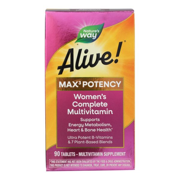 Nature's Way - Alive! Max3 Women's Multi-Vitamin - Max Potency - 90 Tablets