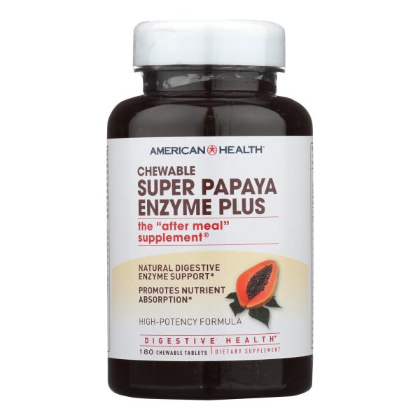 American Health - Super Papaya Enzyme Plus Chewable - 180 Chewable Tablets - Image 2