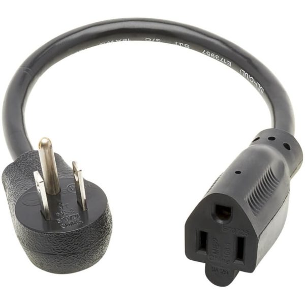 Eaton Tripp Lite Series Power Extension Cord, Right-Angle NEMA 5-15P to NEMA 5-15R - 13A, 120V, 16 AWG, 1 ft. (0.31 m), Black - Image 2