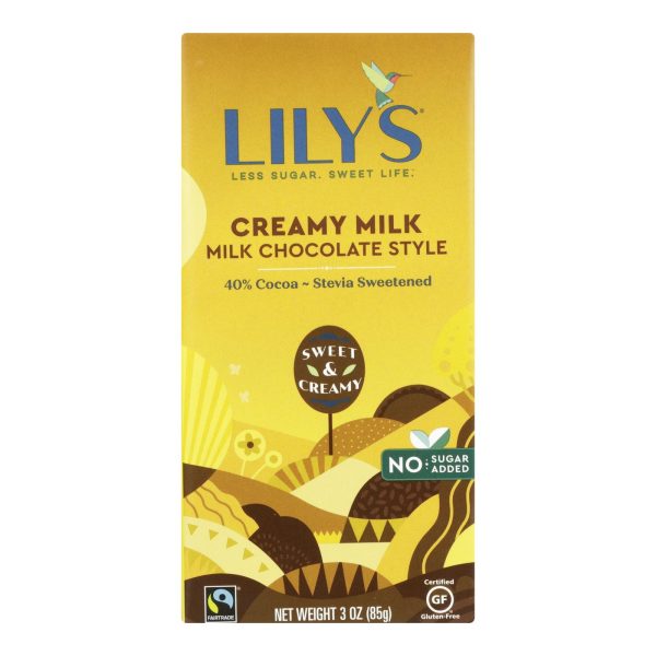 Lily's Sweets Chocolate Bar - Creamy Milk Chocolate - 40 Percent Cocoa - 3 oz Bars - Case of 12 - Image 2