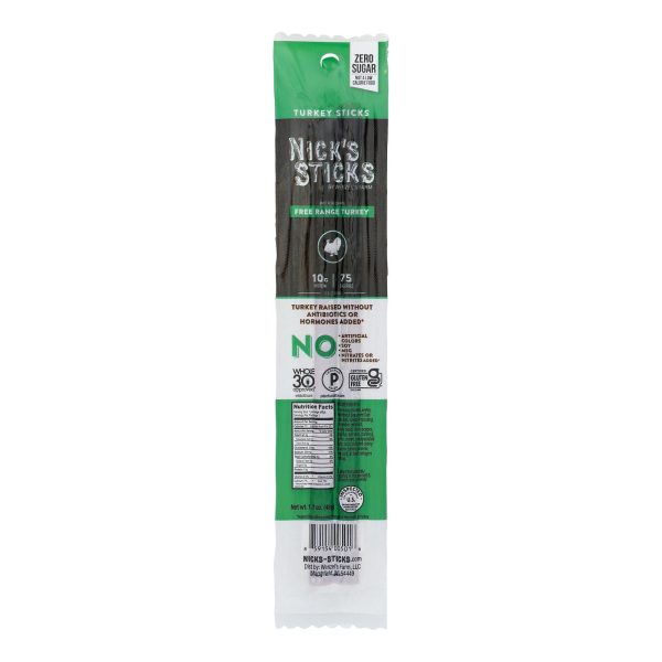 Nick's Sticks Snack Sticks - Turkey - Case of 25 - 1.7 oz.