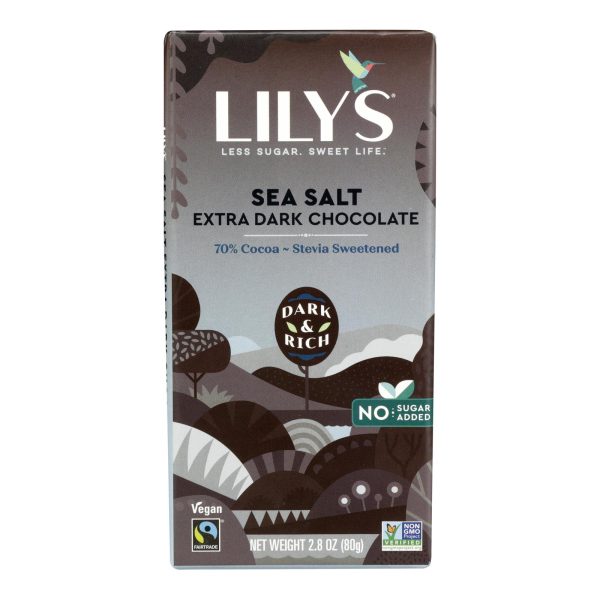 Lily's Sweets Chocolate Bar - Dark Chocolate - 70 Percent Cocoa - Sea Salt - 2.8 oz Bars - Case of 12 - Image 3