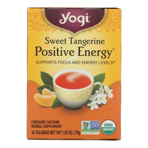 Yogi Positive Energy Herbal Tea Sweet Tangerine - 16 Tea Bags - Case of 6