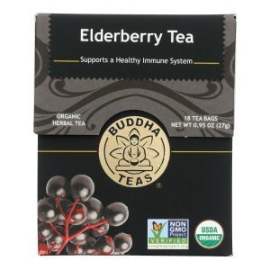 Buddha Teas - Organic Tea - Elderberry - Case of 6 - 18 Count