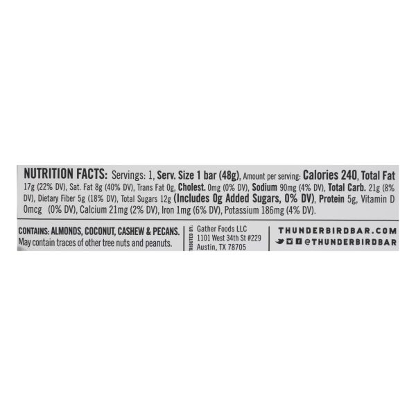 Thunderbird - Bar Chocolate Coconut Cashew - Case of 12-1.7 OZ - Image 2