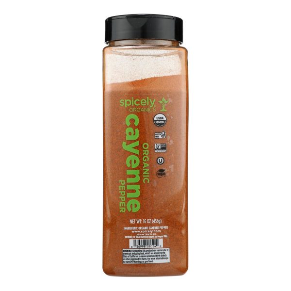 Spicely Organics - Cayenne Pepper Organic - Case of 2-16 ounces