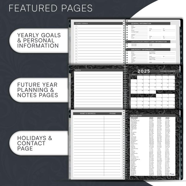 Aesthetic Planner Academic Year July 2024   June 2025 8.5 x11 with Weekly and Monthly Calendar pages   Daily Planner for Office Teacher Student Work (Black) - Image 6