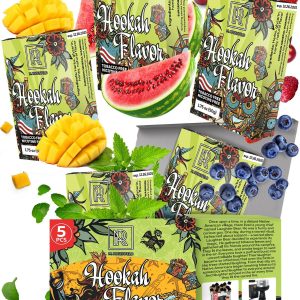 Classic Hookah Flavors Set 5 x 50g non tobacco hookah flavor for your Hookah Bowl (Watermelon Blueberry Mango Wildberry Mint) Hookah Bundle Pack of 5 Try these Tobacco Free Shisha