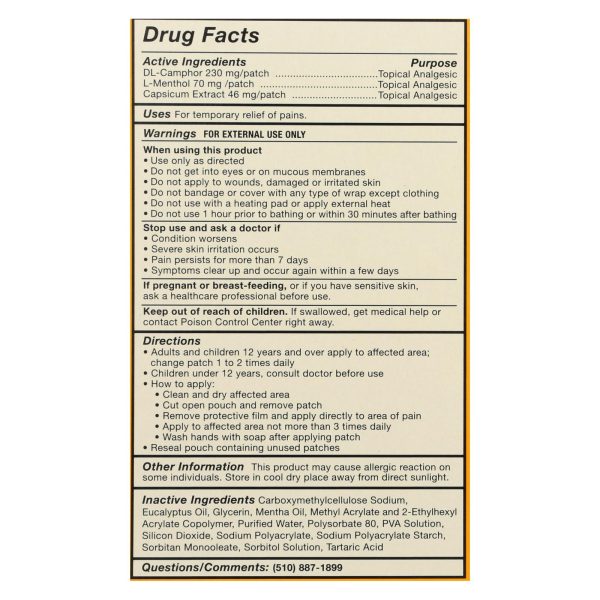 Tiger Balm Pain Relieving Large Patches - Case of 6 - 4 Pack - Image 2