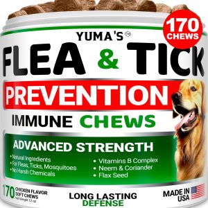 Flea and Tick Prevention for Dogs Chewables   170 Treats   Natural Dog Flea and Tick Treatment Chewable   Flea and Tick Chews for Dogs   Soft Oral Flea Pills for Dogs   All Breeds & Ages   Made in USA