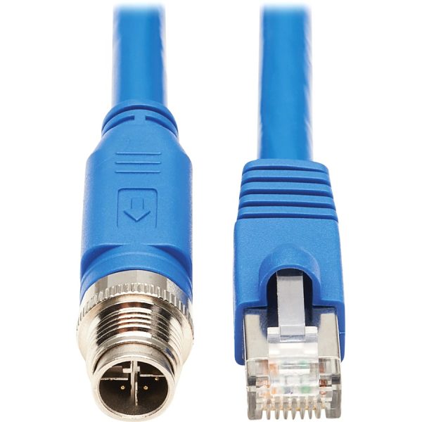 Eaton Tripp Lite Series M12 X-Code Cat6a 10G F/UTP CMR-LP Shielded Ethernet Cable (M12 M/RJ45 M), IP68, PoE, Blue, 1 m (3.3 ft.), TAA - Image 2