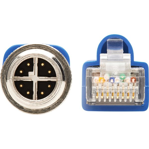 Eaton Tripp Lite Series M12 X-Code Cat6a 10G F/UTP CMR-LP Shielded Ethernet Cable (M12 M/RJ45 M), IP68, PoE, Blue, 1 m (3.3 ft.), TAA - Image 3