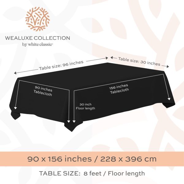 Classic Black Tablecloth 90x156   Black Table Clothes for 8 Foot Rectangle Tables 200 GSM Stain and Wrinkle Resistant Washable Fabric [2 Pack] - Image 2