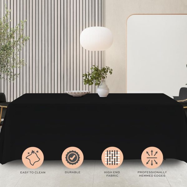 Classic Black Tablecloth 90x156   Black Table Clothes for 8 Foot Rectangle Tables 200 GSM Stain and Wrinkle Resistant Washable Fabric [2 Pack] - Image 4