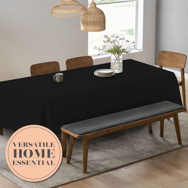 Classic Black Tablecloth 90x156   Black Table Clothes for 8 Foot Rectangle Tables 200 GSM Stain and Wrinkle Resistant Washable Fabric [2 Pack] - Image 5
