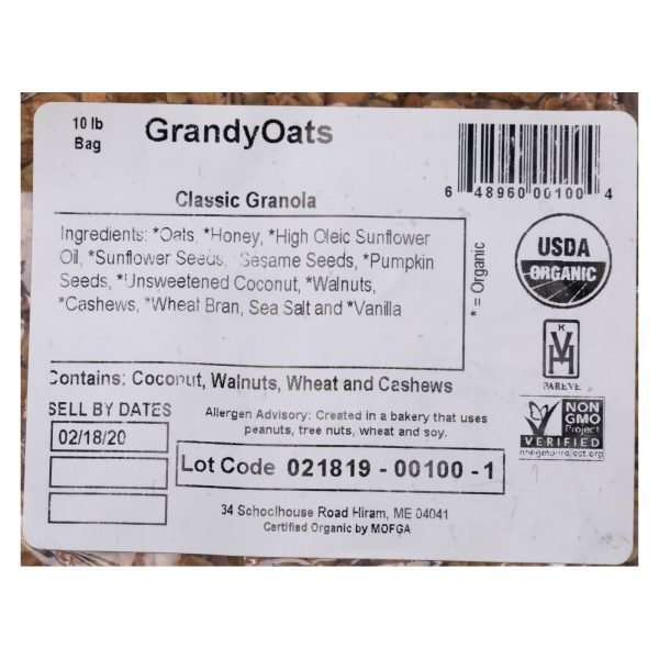 Grandy Oats Granola Classic - Single Bulk Item - 10LB