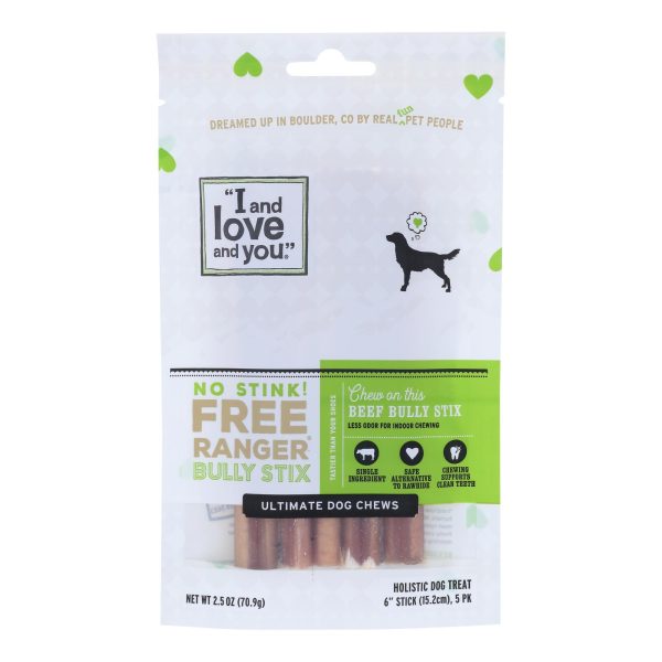 I And Love And You Dog Chews - No Stink Free Ranger Bully Stix - Beef - 5 count - case of 6 - Image 3